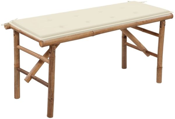 vidaXL Klappbare Gartenbank mit Auflage 118 cm Bambus 3063851