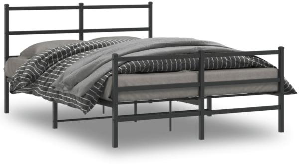 vidaXL Bettgestell mit Kopf- und Fußteil Metall Schwarz 135x190 cm 355382