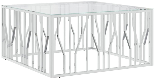 vidaXL Couchtisch 100x100x50 cm Edelstahl und Glas 350065