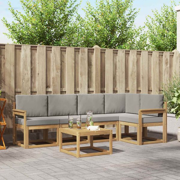 vidaXL Outdoor-Sofagarnitur 6 pcs Weiß und Hellgrau 3387655