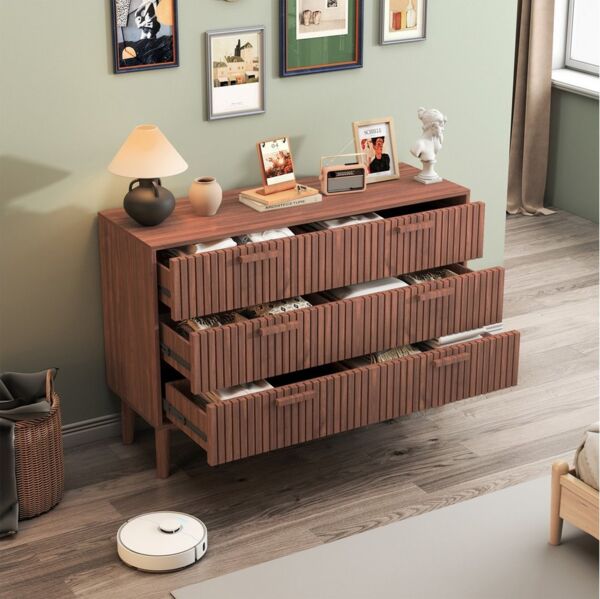 PXloue Kommode Mehrzweckschrank Holz Sideboard Mit 6 Schubladen Breite 100 cm, mit Griff