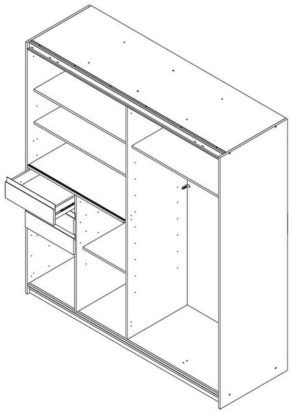 Lomadox Schwebetürenschrank CHIVASSO-43 Schwebetürenschrank 180cm, graphit mit Eiche, mit 3 Schubladen Bild 4