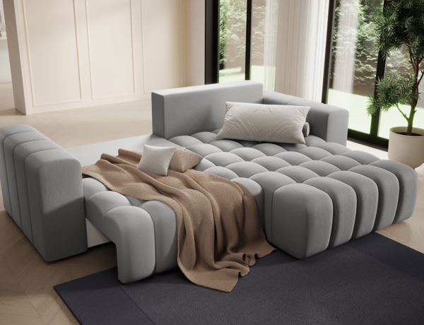 Eltap 'Bonett' Ecksofa mit Schlaffunktion, 92 x 175 x 250 cm, Grau, Rechts Bild 5