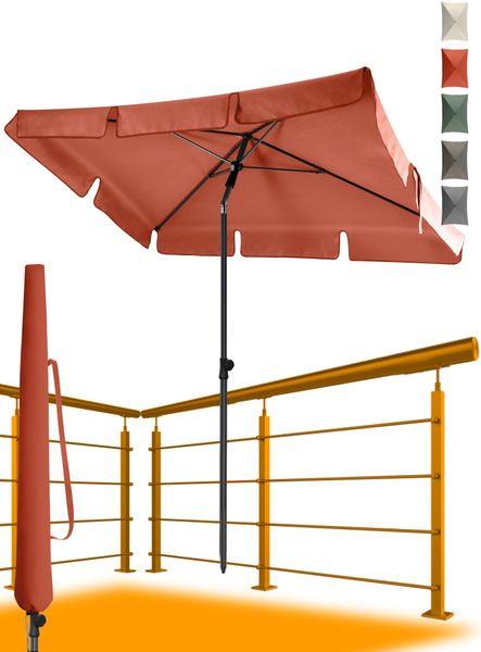 4smile Sonnenschirm Balkon in Orange - Sonnenschirm rechteckig 200x125 cm mit UV50+ Sonnenschutz | Balkon Schirm knickbar höhenverstellbar | Robuster Balkonschirm für optimalen Schatten