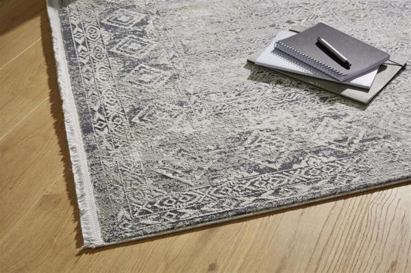 Teppich in Grau/Creme Bordüre aus 50% Viskose, 50% Acryl - 200x140x0,6cm (LxBxH) Bild 5