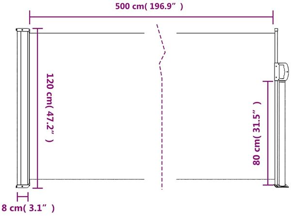 vidaXL Seitenmarkise Ausziehbar Schwarz 120x500 cm 4004399 Bild 11