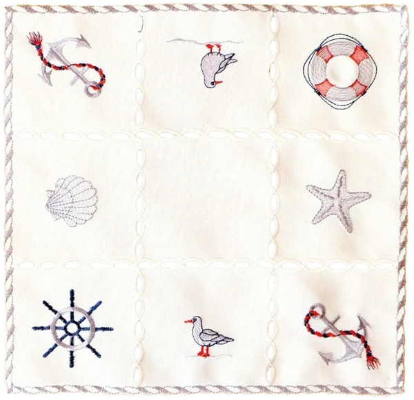 matches21 HOME & HOBBY Tischdecke Tischdeckchen NINA maritime Stickerei & Cutouts Polyester 30 x 30 cm (1-tlg), Pflegeleicht & waschbar bei 30 °C