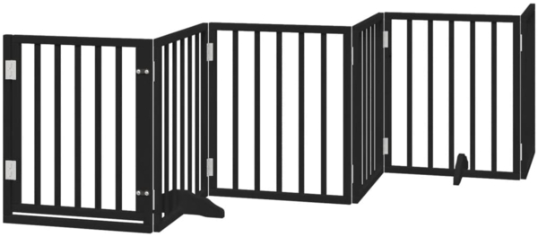 vidaXL 6-tlg. Hundetor mit Tür Faltbar Schwarz 300 cm Pappelholz 352189