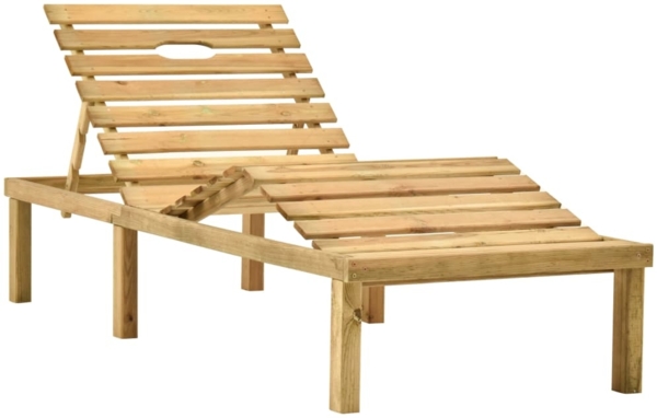 vidaXL Sonnenliege mit Grauer Karomuster-Auflage Kiefer Imprägniert 3065863