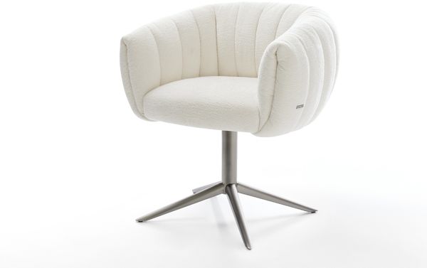 Drehstuhl Jada-Flex Bouclé Soft Beige Fußkreuz Graphit 360° drehbar Wippfunktion Taschenfederkern