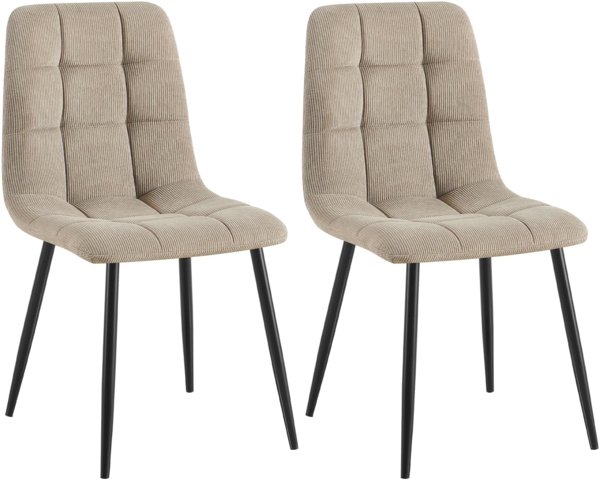 CLP 2er Set Esszimmerstuhl Tilde gepolstert mit Rückenlehne bis 150 kg belastbar,taupe Cord