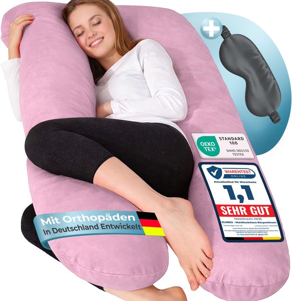 ELONEO Seitenschläferkissen XXL - Multifunktionskissen mit Bezug, formstabil, druckentlastend, bequem