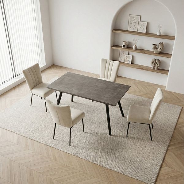 Jiexi Essgruppe Tisch- und Stuhlset, Moderner Esstisch (120×73×76 cm) mit 4 Stühlen