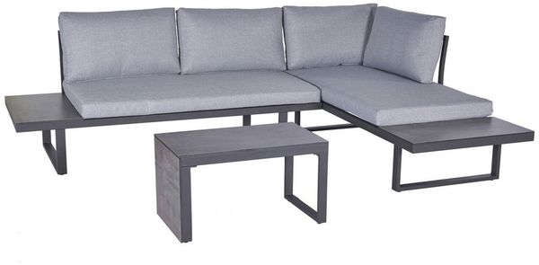Loungeset Nairobi Gartenlounge Ecksofa Aluminium/HPL Anthrazit