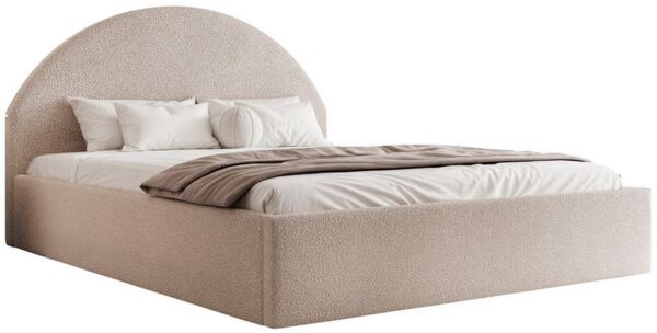 Goldstoff Polsterbett Elegantes Bett "ARCADIA" - von 120 bis 200x200 cm (Stauraumbett, Doppelbett), Luxuriöses Bett mit Stauraum und gepolstertem Kopfteil