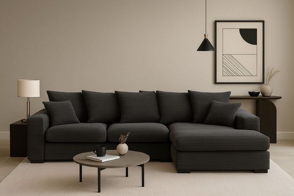 Kaiser Möbel Ecksofa Sofa L-form, Couch L-form Gabon stoff Zoom Ottomane