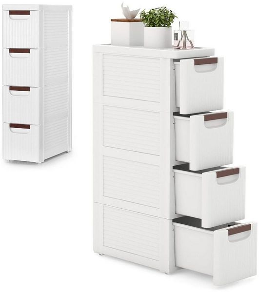 BlingBin Beistellwagen Schmaler Nischenschrank auf Rollen Rollschrank mit 4/5 Schubladen, (1er Set, 1 St, 42 x 19 x 74 cm), Nischenwagen Nischenregal Apothekerschrank Badezimmerschrank