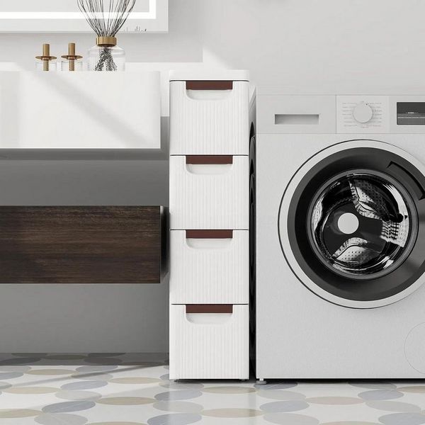 BlingBin Beistellwagen Schmaler Nischenschrank auf Rollen Rollschrank mit 4/5 Schubladen, (1er Set, 1 St, 42 x 19 x 74 cm), Nischenwagen Nischenregal Apothekerschrank Badezimmerschrank