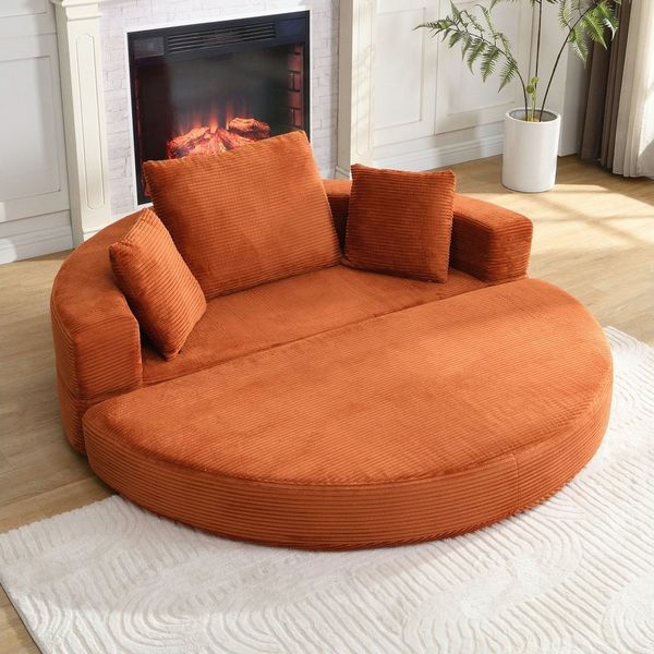 ANYSUN Schlafsofa modulares Sofa, Multifunktionales freistehendes Klappsofabett, Boneless Couch,Ovales Bett mit Kissen, Cordstoff-Bezug, 173x176 cm geeignet für Apartments, Wohnzimmer, Schlafzimmer