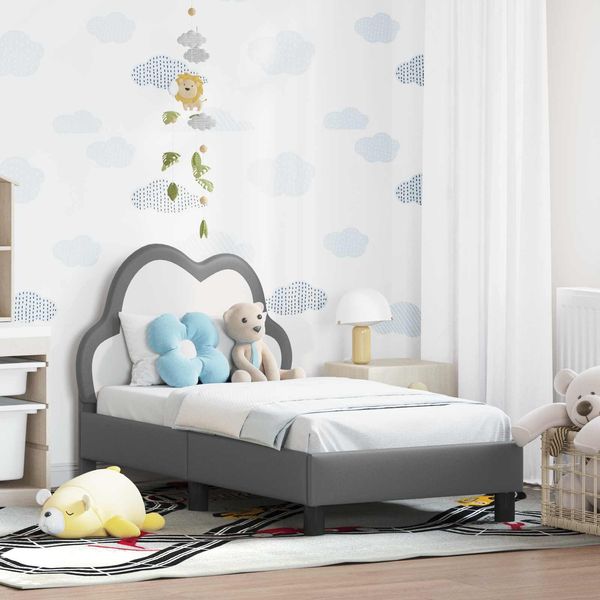 vidaXL Kinderbettgestell mit Kopfteil Hellgrau 70 x 140 cm PU 42011171