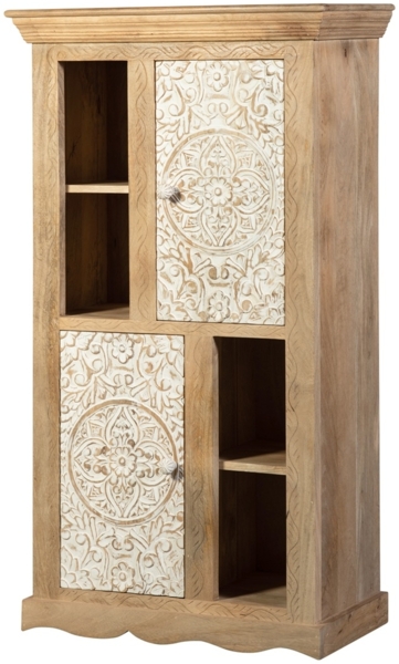 Badmidischrank 67x115cm 'Tibet' Mango natur & weiß antik