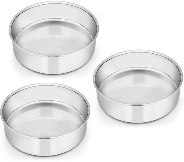 Homikit Edelstahl Kuchenform Set Rund 3er-Set 16 cm spülmaschinenfest