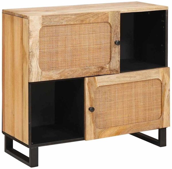 vidaXL Sideboard mit Speicher Braun 80 x 33 x 75 cm Massivholz Mango 4018071
