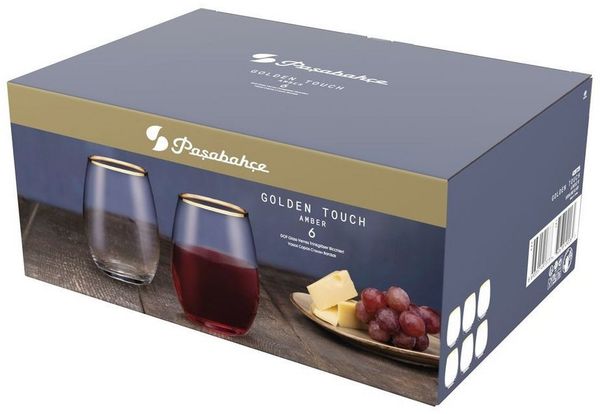 Pasabahce AMBER GOLD 420725 Weinglas Glas Kurz 570 ml 6er Set