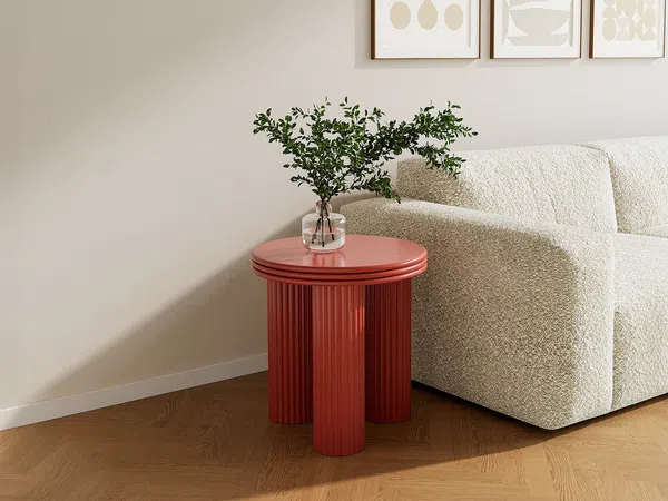 Vente-unique - RAVOKA Beistelltisch Metall Rot - B 35 cm x H 36 cm x L 35 cm