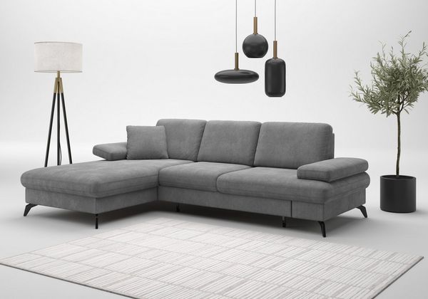 sit&more Ecksofa Morris Jubi L-Form, inklusive XXL-Liegefläche, bzw. Schlaffunktion, Bettfunktion, Armteilverstellung und 1 Zierkissen