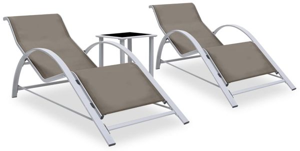 vidaXL Sonnenliegen 2 Stk. mit Tisch Aluminium Taupe 310538