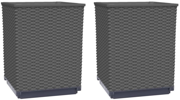 vidaXL Pflanzkübel 2 Stk. Schwarz 30x30x37 cm Polypropylen 364182