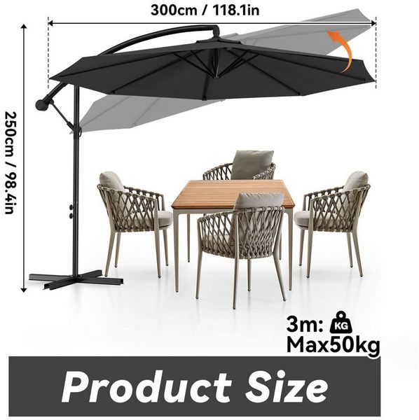 FIVMEN Sonnenschirm Sonnenschirm Alu Sonnenschirme mit kurbel Höhenverstellbarer, Gartenschirm UV Schutz Balkonschirme für Garten Balkon