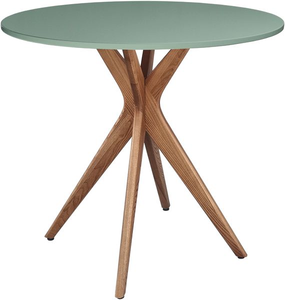 Ragaba runder Esstisch, MDF / Beine aus Massivem Eschenholz in Eiche, Salbei Grün, Ø 70 cm