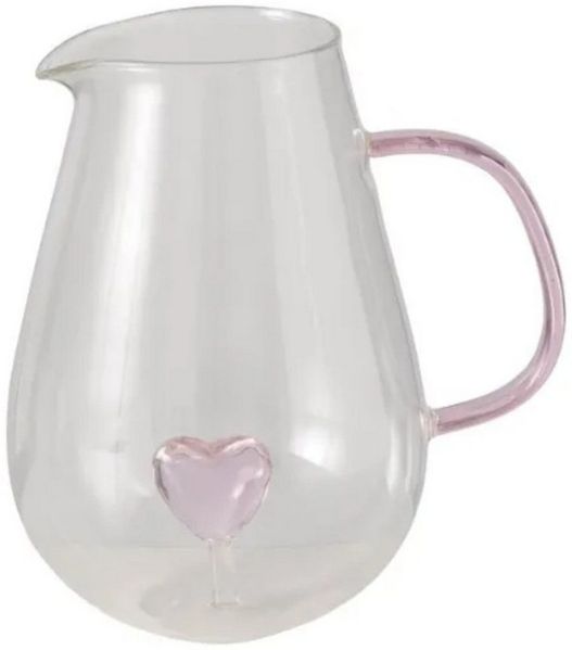 BOLTZE GRUPPE GmbH Wasserkrug mit Herzfigur für 1,5L rosa aus Glas