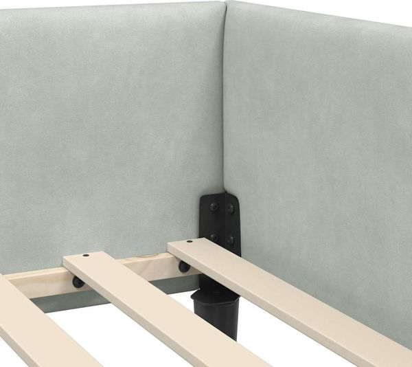 vidaXL Eckbettgestell mit Kopfteil Hellgrau 90 cm x 190 cm Samt 42016144 Bild 8