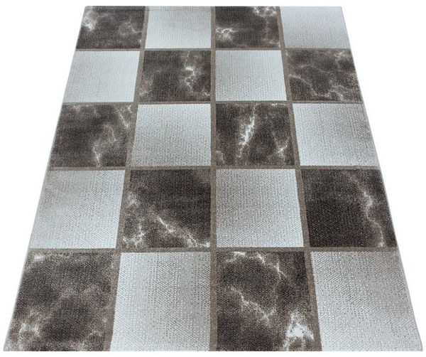 Carpettex Frisé-Teppich Kariert Design, Läufer, Höhe: 8 mm, Modern Kurzflor Teppich Wohnzimmer Kariert Design verschidene größen
