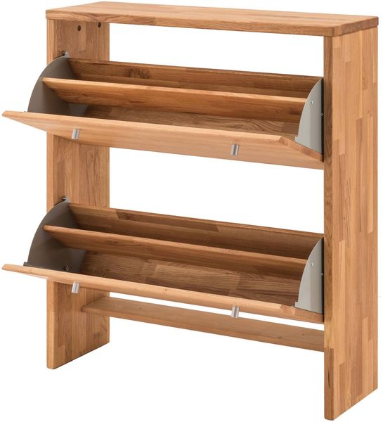 Schuhschrank Schuhkipper KIRSA 2 Klappen Wildeiche massiv geölt Bild 3