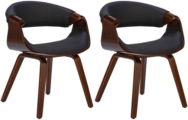 CLP 2er Set Esszimmerstuhl Foley mit Armlehne und Holzgestell,walnuss/schwarz Stoff
