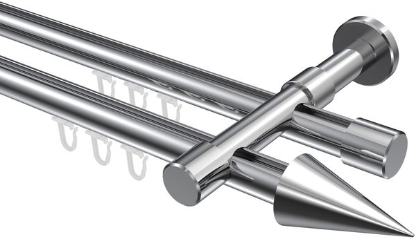 Innenlauf-Gardinenstangen-Set Prestige Savio 100 cm, 2-läufig, 20 mm Ø Chrom