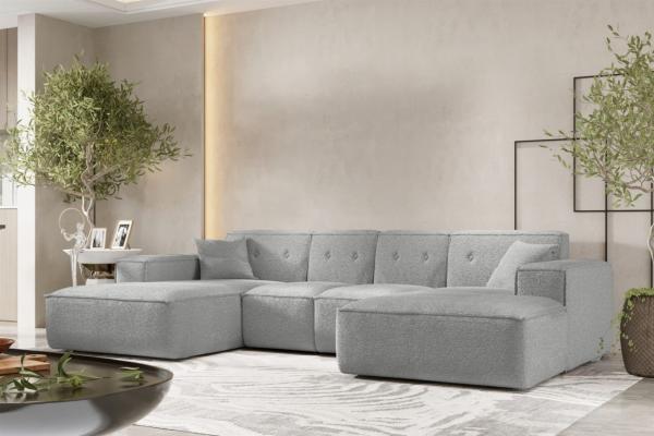 Wohnlandschaft Sofa U-Form CESINA XS in Stoff Ascot Bukla Grau