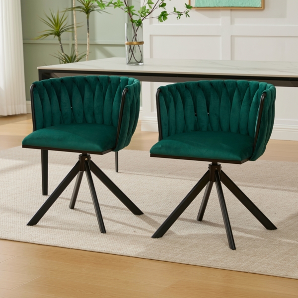 Veloursdrehstuhl mit 180°-Schwenkfunktion, ergonomisch, in Emerald, für Büro und Homeoffice