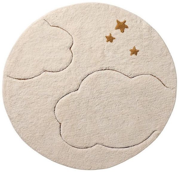 vertbaudet Kinderteppich Runder Teppich Kinderzimmer WOLKEN