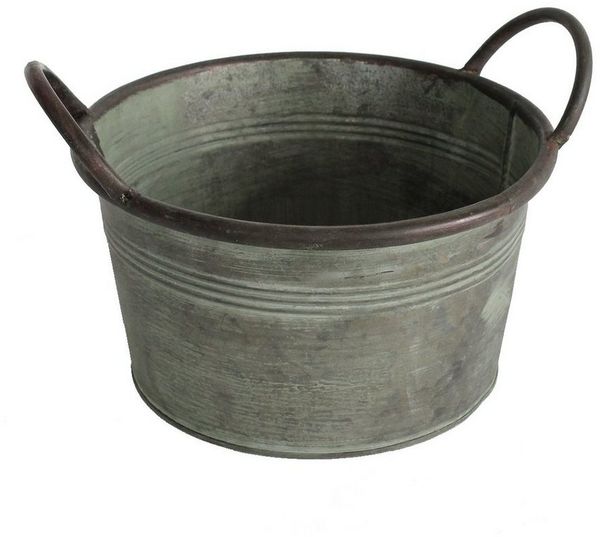 colourliving Blumentopf Pflanztopf Zinktopf Old Green 24cm Ø rund (1 St), langlebig, dekorativ, handbemalt