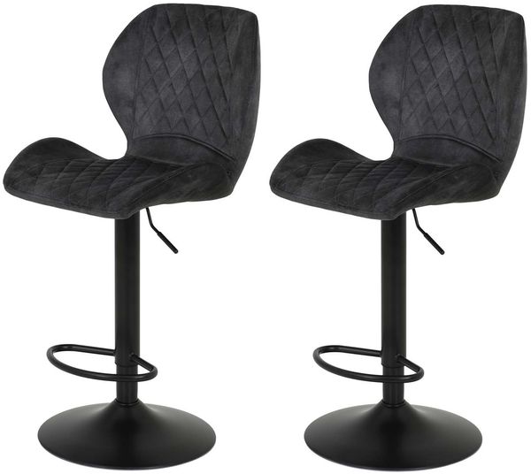 2er Set Barhocker Laila - Samt Anthrazit