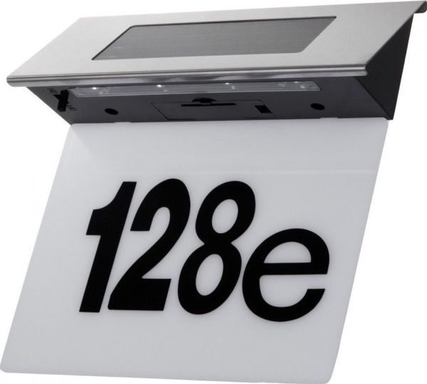 Maclean Außen-Wandleuchte Solar-LED mit Hausnummer IP44 MCE423