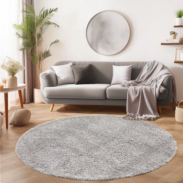 SIMPEX24 Teppich Unicolor - Einfarbig, Rund, Höhe: 30 mm, Modern Kurzflor Teppich Wohnzimmer Abstrakt Design Rosa Pflegeleicht