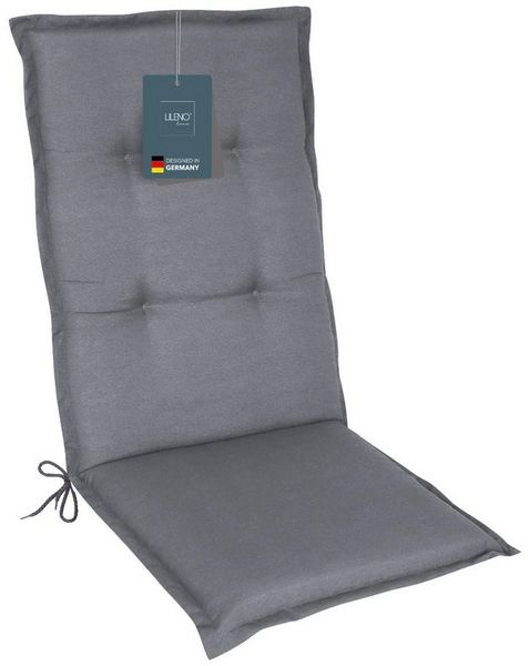 LILENO HOME Hochlehnerauflage Gartenstuhl Auflage, bequeme Sitzauflage für Gartenmöbel, Stuhlkissen, (1 St, 1er Set), Polsterauflage Uni Mittelgrau, Sitzpolster für Klappstühle