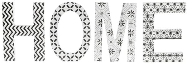 Schriftzug Home MDF Weiß&Schwarz