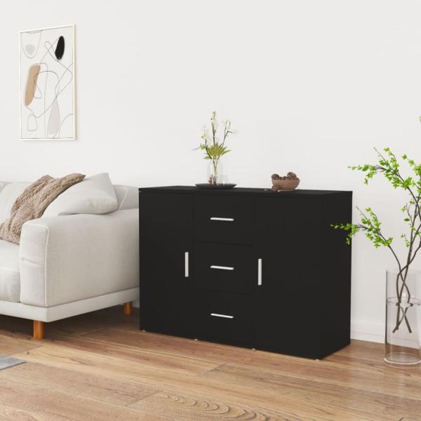 vidaXL Sideboard Schwarz 91x29,5x65 cm Holzwerkstoff 823343